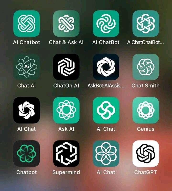 The meme is a screenshot of the DALL-E Mini app on an iPhone, displaying a list of AI chatbot names. The list includes "AI Chatbot", "AI Assistant", "AI Companion", "AI Friend", and "AI Buddy".